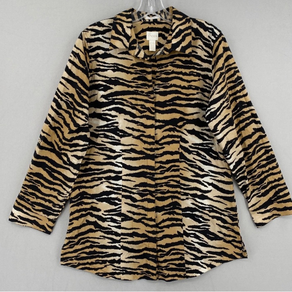 Chicos tunic size 0 Zebra Print Button-Up Shirt - image 2